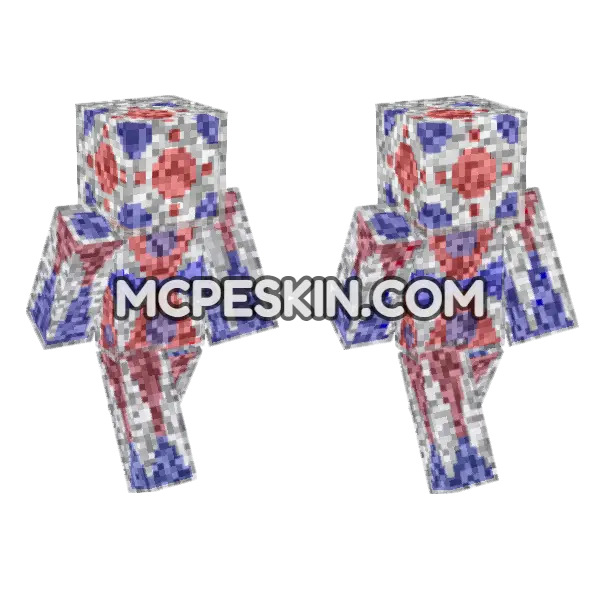 Red Blue Patterned Armor, front and back