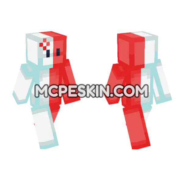 Red Bunny Minecraft Bedrock skin, front and back