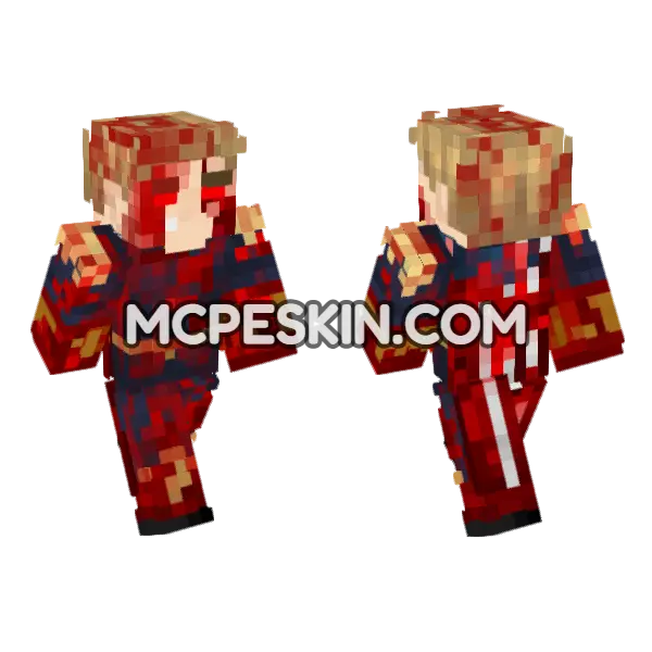 Red Chaos Hero Minecraft Bedrock skin, front and back