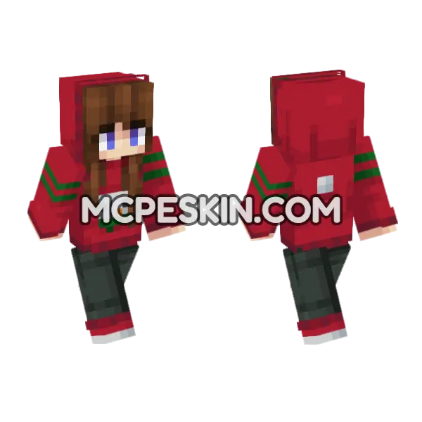 Red Christmas Girl Minecraft Bedrock skin, front and back