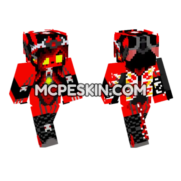 Red Demon Armor Minecraft Bedrock skin, front and back