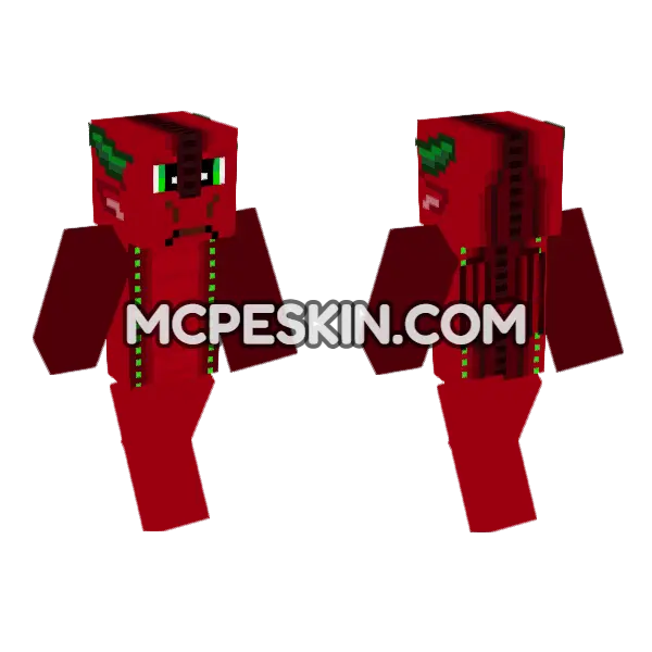Red Dragon Skin Minecraft Bedrock skin, front and back