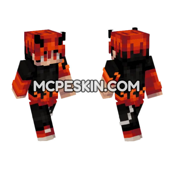 Red Fire Boy Minecraft Bedrock skin, front and back