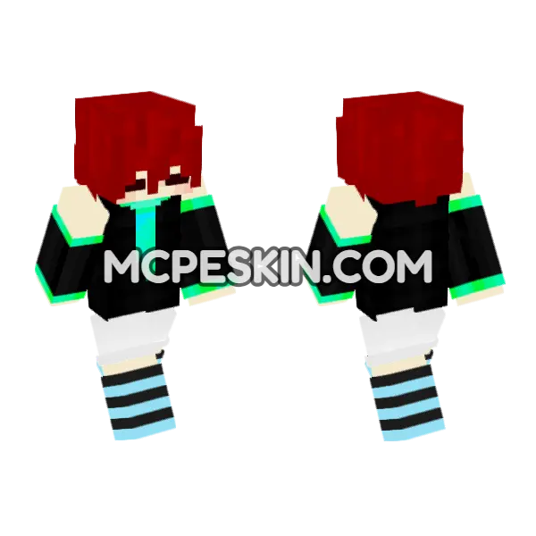 Red Haired Girl Minecraft Bedrock skin, front and back