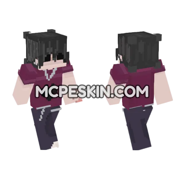 Red Heart Necklace Skin Minecraft Bedrock skin, front and back