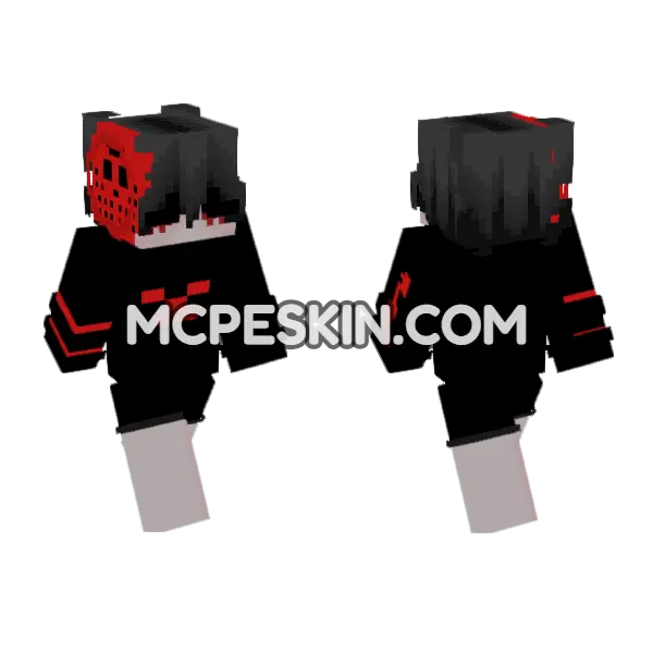 Red Masked Figure Minecraft Bedrock skin, front and back