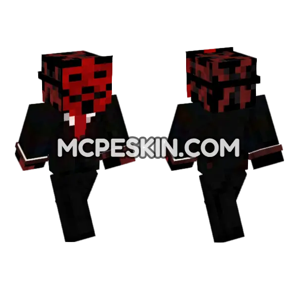 Red Masked Figure Minecraft Bedrock skin, front and back