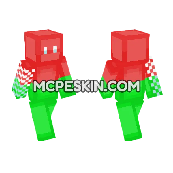 Red Mushroom Boy Minecraft Bedrock skin, front and back