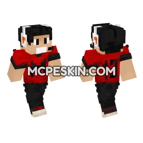 Red Neon Gamer Minecraft Bedrock skin, front and back