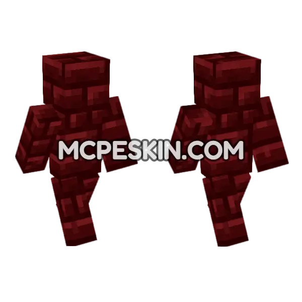 Red Nether Bricks Minecraft Bedrock skin, front and back