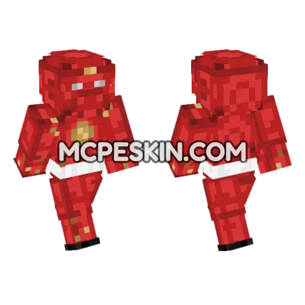 Red Ninja Ranger Minecraft Bedrock skin, front and back