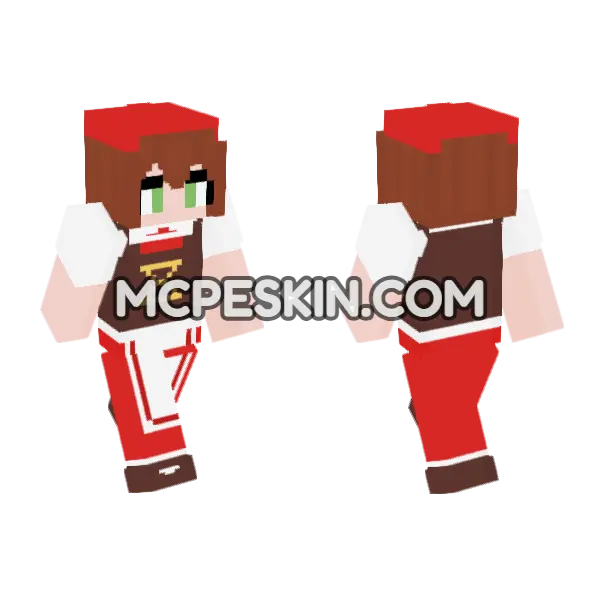 Red Nurse Outfit Minecraft Bedrock skin, front and back
