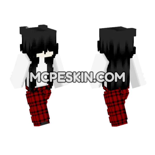 Red Plaid School Uniform, front and back