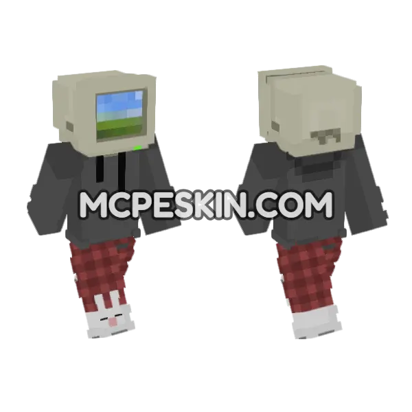 Red Plaid Wolf Skin Minecraft Bedrock skin, front and back