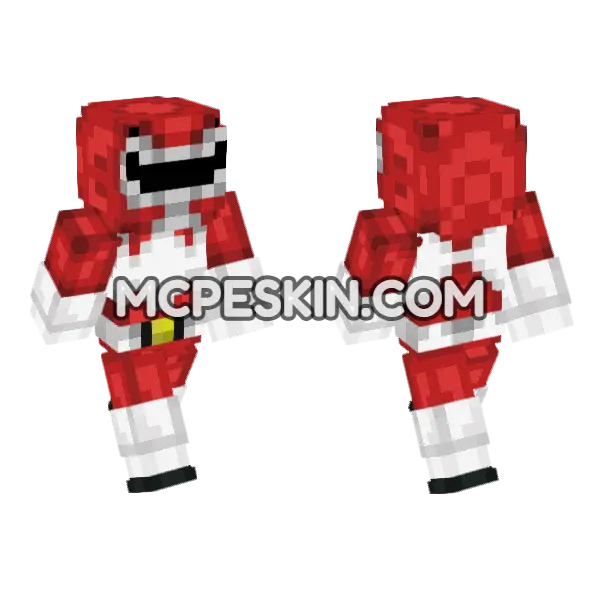 Red Ranger Suit Minecraft Bedrock skin, front and back