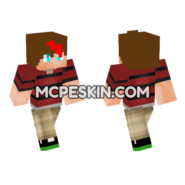 Red Striped Shirt Boy, front and back