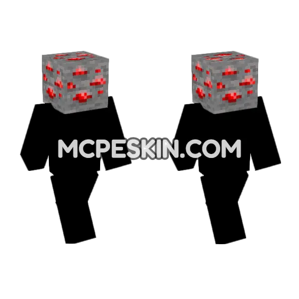 Redstone Ore Block Minecraft Bedrock skin, front and back