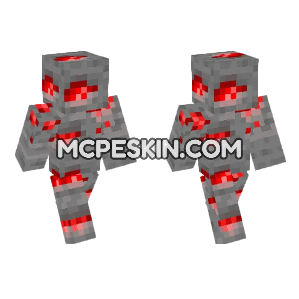 Redstone Ore Skin Minecraft Bedrock skin, front and back