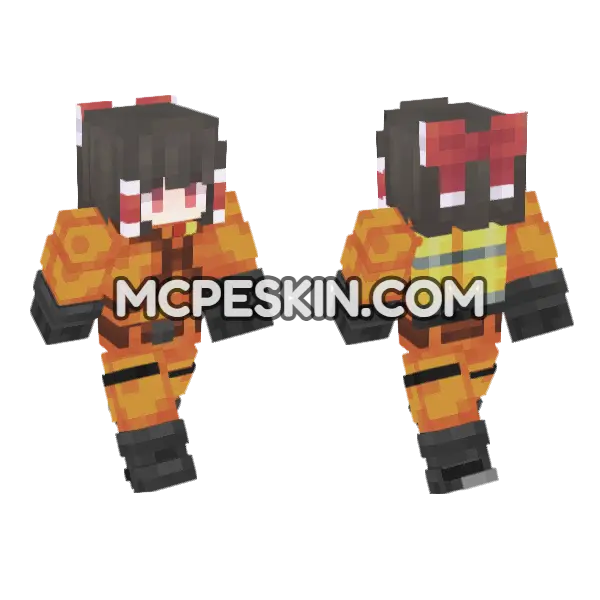 Reimu Hakurei Minecraft Bedrock skin, front and back