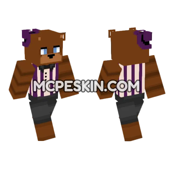 Revamp Freddy Fazbear Minecraft Bedrock skin, front and back