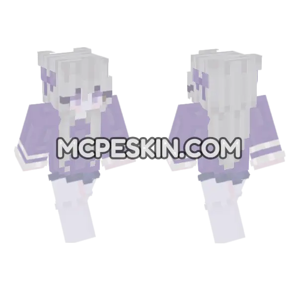 Rikka Anime Girl Minecraft Bedrock skin, front and back