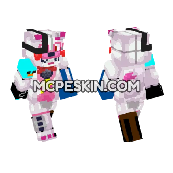 Rocktime Foxy Threat Detected Minecraft Bedrock skin, front and back
