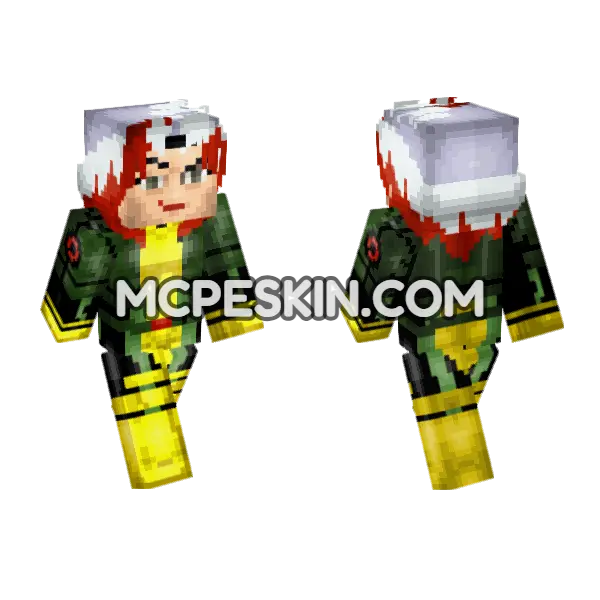 Rogue X-Men Red and Green Suit, front and back
