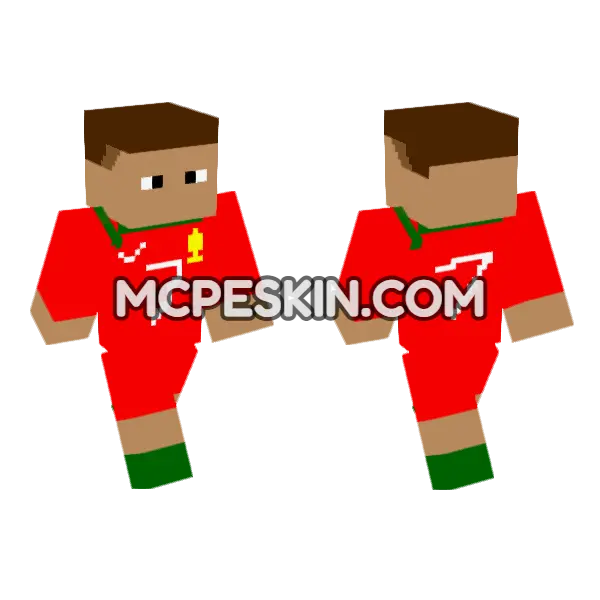 Ronaldo 6933953 Footballer Minecraft Bedrock skin, front and back