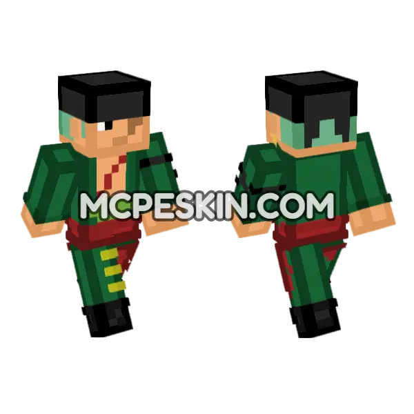 Roronoa Zoro Minecraft Bedrock skin, front and back