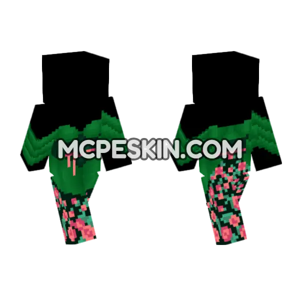 Rosy Robes Outfit Minecraft Bedrock skin, front and back