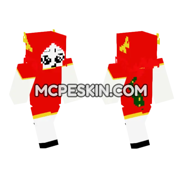 Ruby Dragon Warrior Minecraft Bedrock skin, front and back