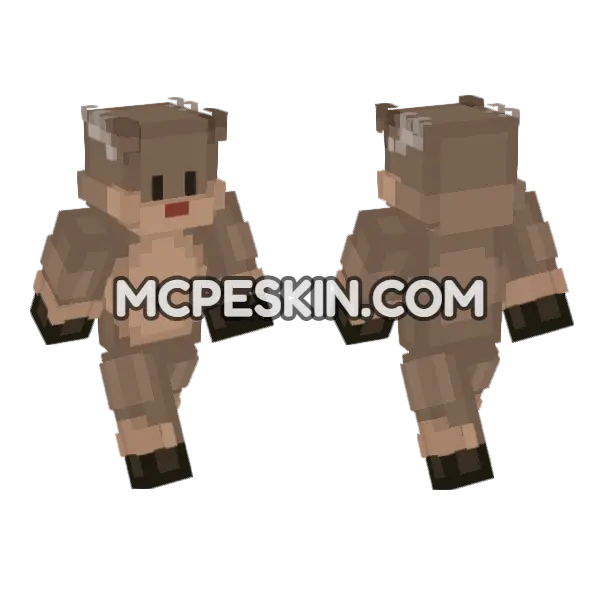 Rudolph The Reindeer Minecraft Bedrock skin, front and back