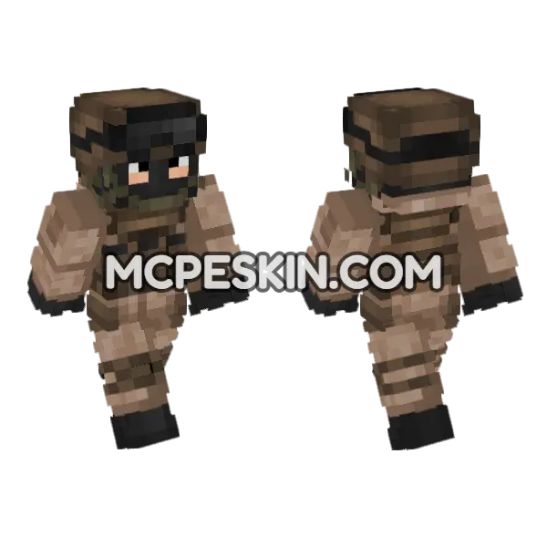 Russian Forces Desert V2 Minecraft Bedrock skin, front and back
