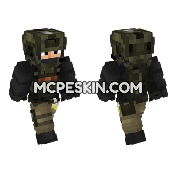 Russian Ground Forces Conscript Soldier Minecraft Bedrock skin, front and back