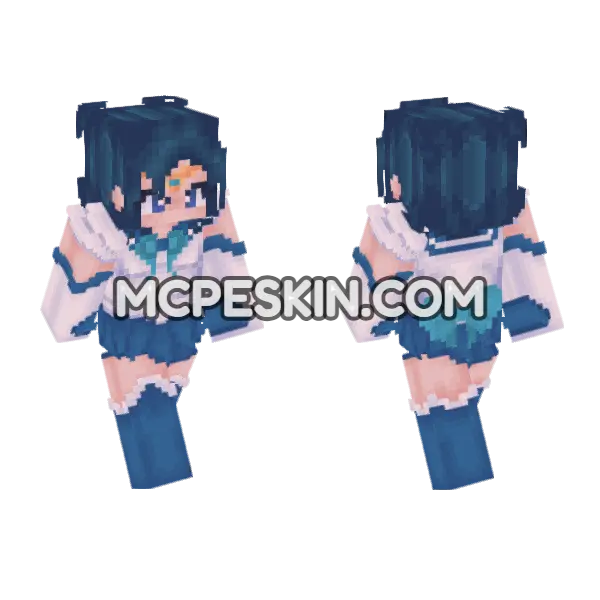 Sailor Mercury Skin Minecraft Bedrock skin, front and back