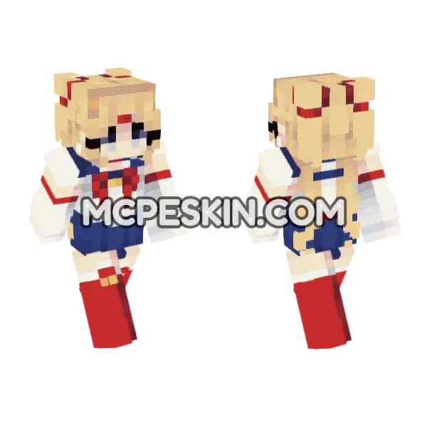 Sailor Moon Outfit Minecraft Bedrock skin, front and back