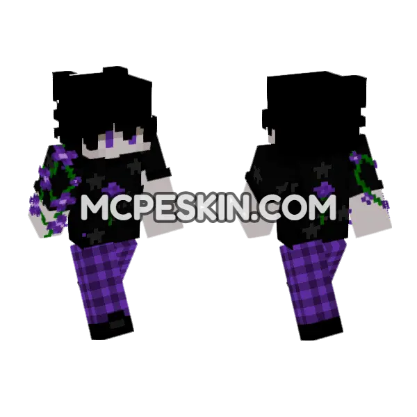 Sairn Purple Rxse Minecraft Bedrock skin, front and back