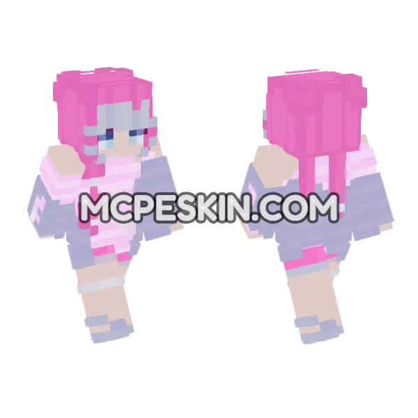 Sakura Girl Minecraft Bedrock skin, front and back