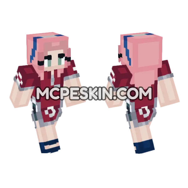 Sakura Haruno Minecraft Bedrock skin, front and back