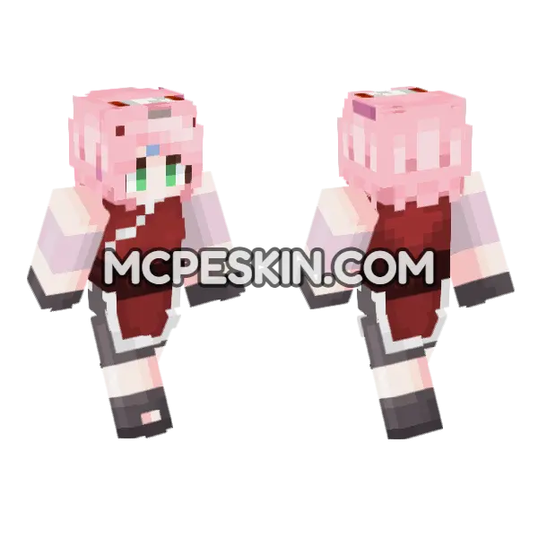 Sakura Outfit Minecraft Bedrock skin, front and back