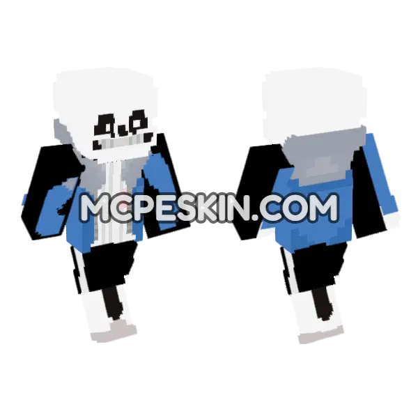 Sans Undertale Minecraft Bedrock skin, front and back