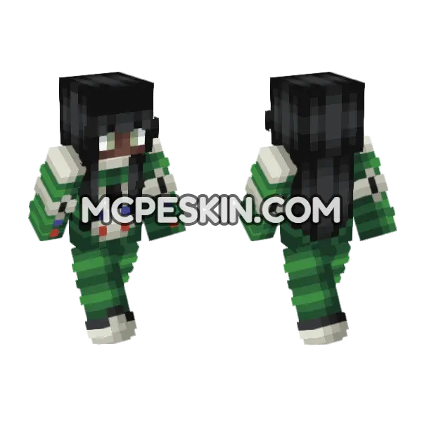 Sarah Green Outfit Minecraft Bedrock skin, front and back