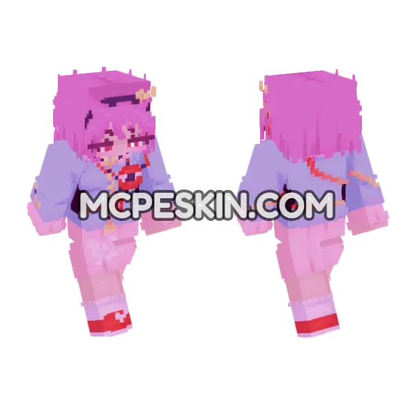 Satori Komeiji Touhou Project Minecraft Bedrock skin, front and back