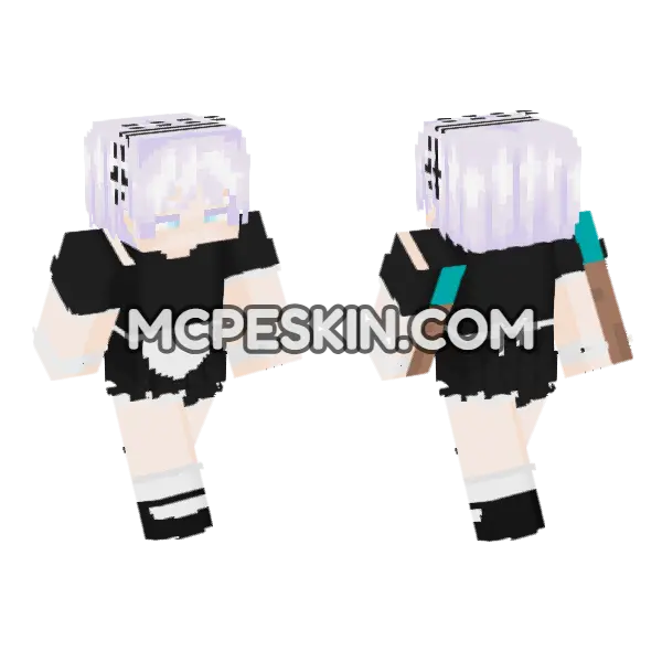 Satoru Gojo Maid Outfit Minecraft Bedrock skin, front and back