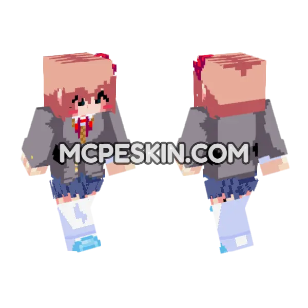 Sayori DDTO Minecraft Bedrock skin, front and back