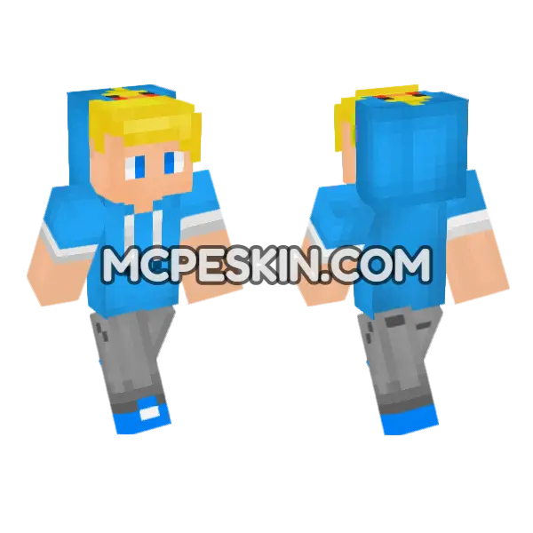 Sbriser Blue Hoodie Minecraft Bedrock skin, front and back