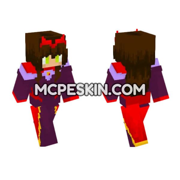 Scarlet Witch Sorcerer Supreme Minecraft Bedrock skin, front and back