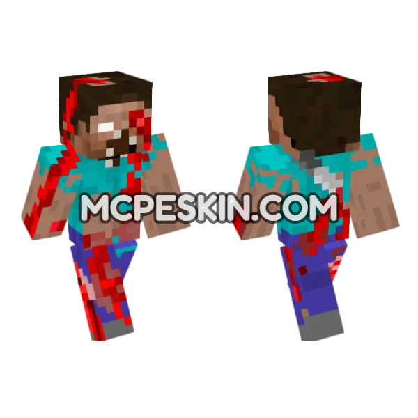 Scary Steve Minecraft Bedrock skin, front and back