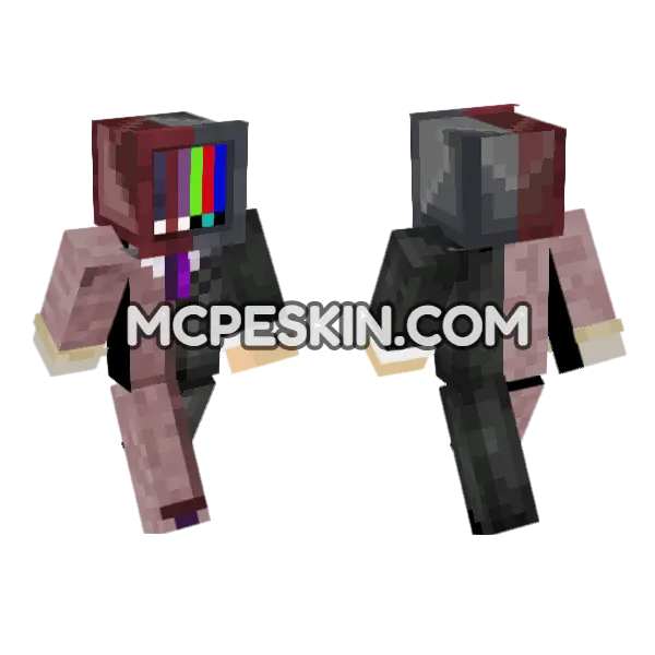 Scary TV Man Minecraft Bedrock skin, front and back