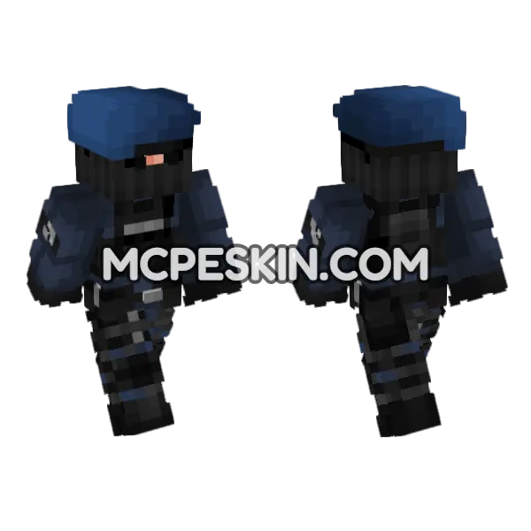 SCP Mobile Task Force Commando V2 Minecraft Bedrock skin, front and back